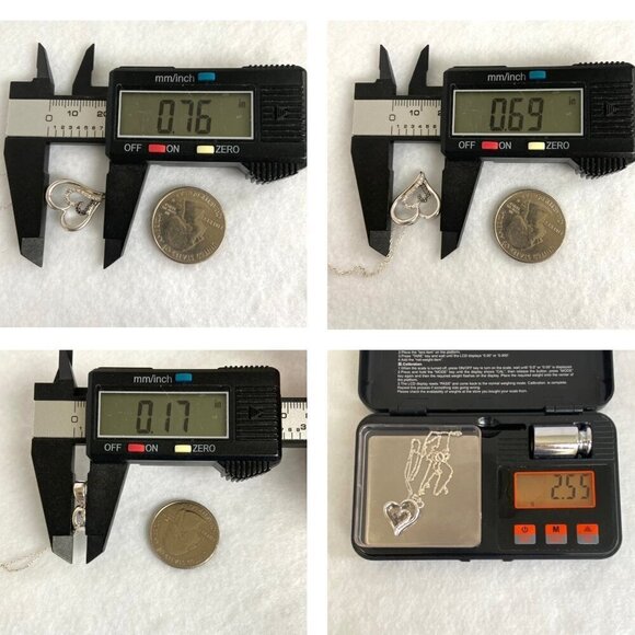 Sterling Silver 925 Diamond Open Heart Asymmetric Pendant Necklace 18" Chain - Picture 10 of 16